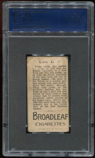 1912 T207 Broadleaf Irving Lewis With Sleeve Emblem PSA 2