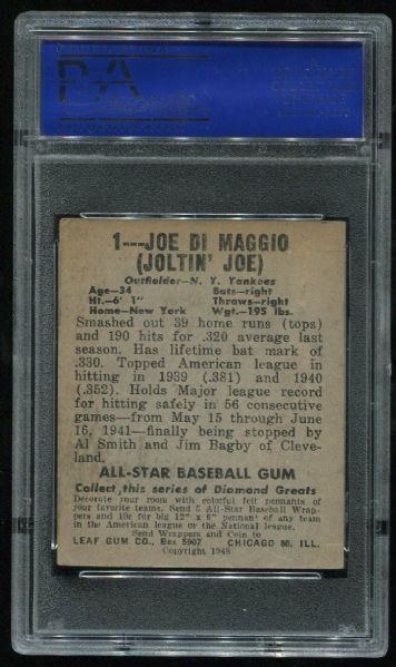 1948 Leaf #1 Joe Dimaggio  PSA 4