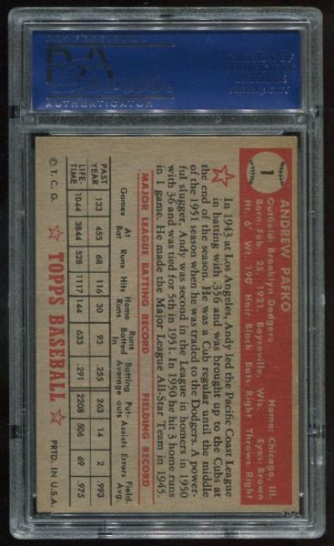 1952 Topps #1 Andy Pafko PSA 6
