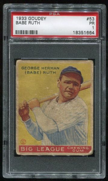 1933 Goudey #53 Babe Ruth PSA 1