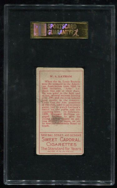 1911 T205 Sweet Caporal Arlie Latham W.A. on Back SGC 40