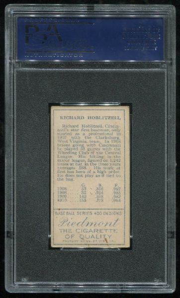 1911 T205 Piedmont Richard Hoblitzell Name Corrent, No Cin PSA 4