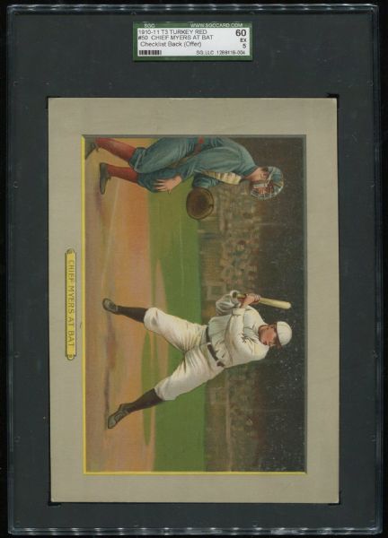 1910-11 T3 Turkey Red #50 Chief Myers At Bat SGC 60