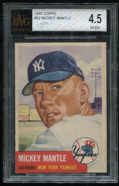 1953 Topps #82 Mickey Mantle BVG 4.5