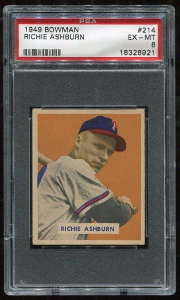 1949 Bowman #214 Richie Ashburn Rookie PSA 6
