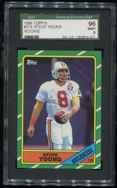 1986 Topps #374 Steve Young Rookie SGC 96