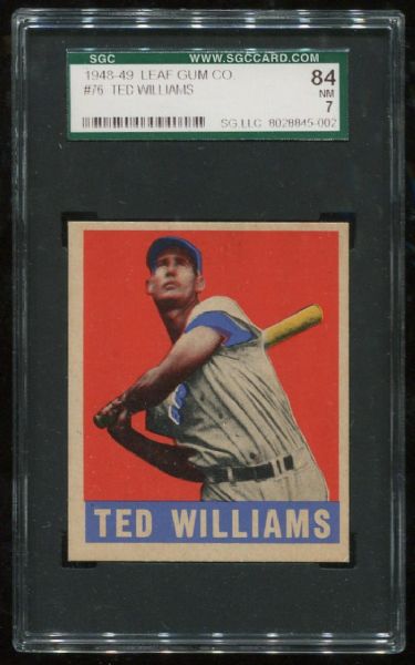 1948-49 Leaf Gum Co. #76 Ted Williams SGC 84