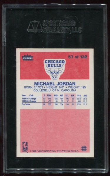 1986 Fleer #57 Michael Jordan Rookie SGC 92