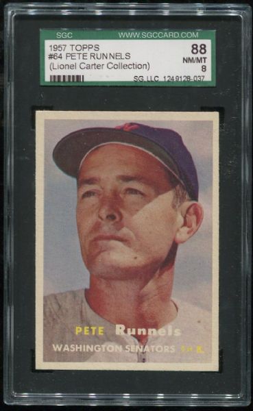 1957 Topps #64 Pete Runnels SGC 88 - Lionel Carter Collection
