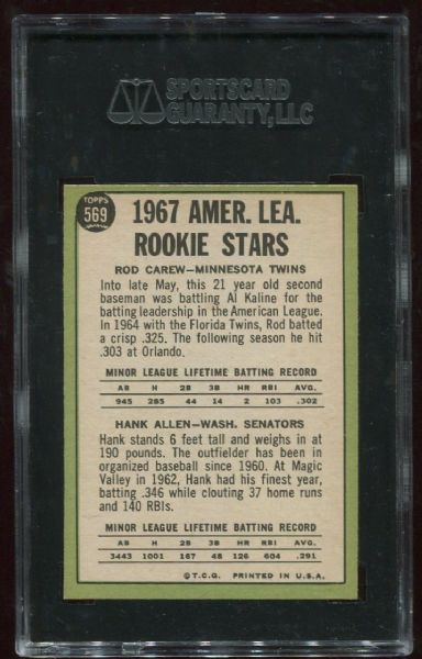 1967 Topps #569 Rod Carew Rookie SGC 86