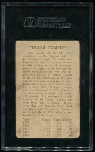 1914 E224 Texas Tommy Jimmy Austin Type 1 SGC 20