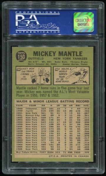 1967 O-Pee-Chee #150 Mickey Mantle PSA 8
