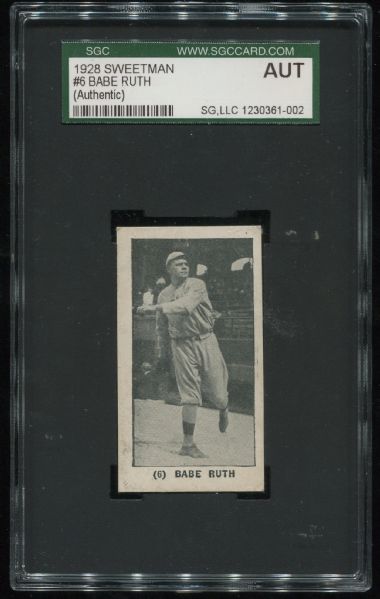 1928 Sweetman #6 Babe Ruth SGC Authentic