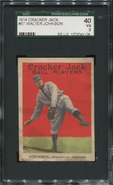 1914 Cracker Jack #57 Walter Johnson SGC 40