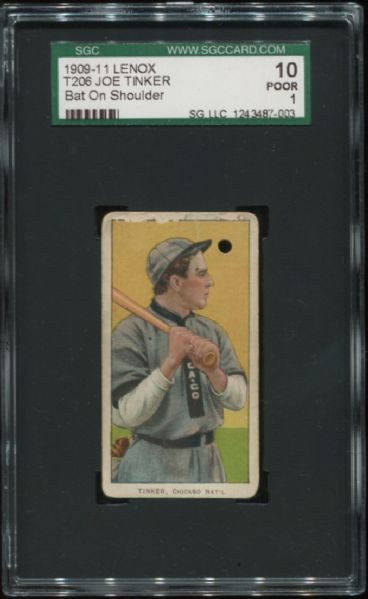 1909-11 T206 Lenox Joe Tinker Bat On Shoulder SGC 10