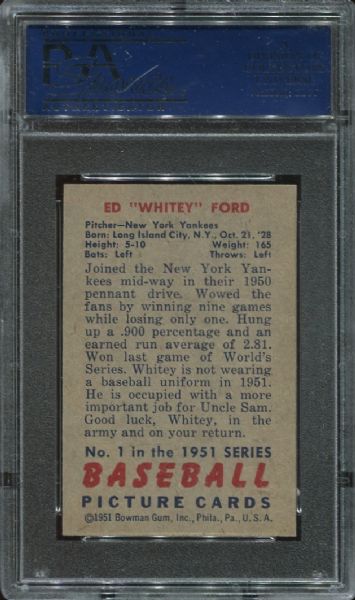 1951 Bowman #1 Whitey Ford Rookie PSA 5 - Appears NM-MT!