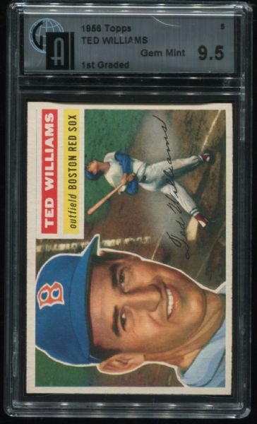 1956 Topps #5 Ted Williams Gray Back GAI 9.5