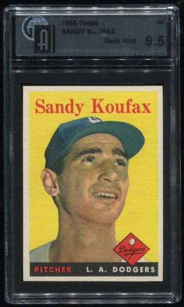 1958 Topps #187 Sandy Koufax GAI 9.5