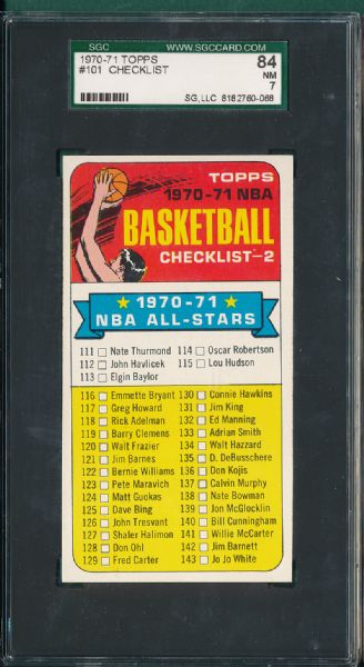 1970-71 Topps #101 #117 2 Card Hi Grade SGC Lot
