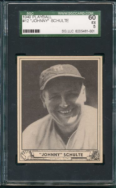 1940 Playball #12 Johnny Schulte SGC 60 *High End*