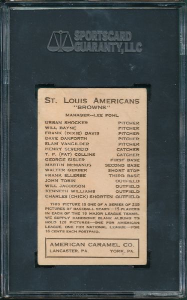1922 E120 Frank Davis American Caramel Co. SGC 30