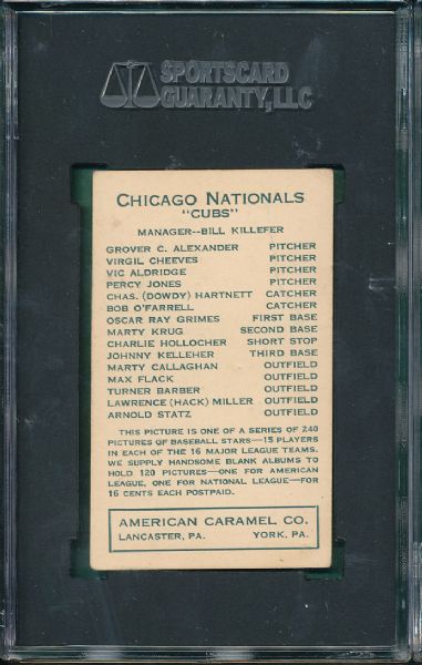 1922 E120 Charlie Hollocher American Caramel Co. SGC 30