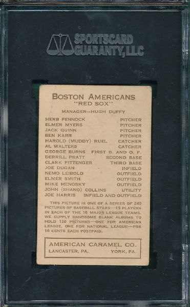 1922 E120 Jack Quinn American Caramel Co. SGC 40