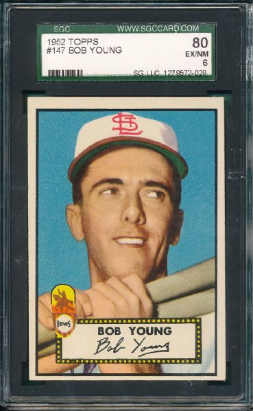 1952 Topps #147 Bob Young SGC 80