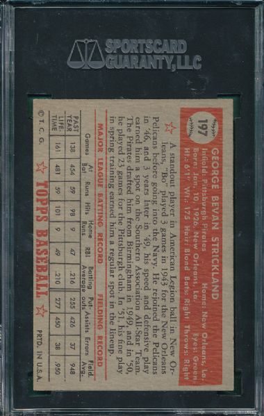 1952 Topps #197 George Strickland SGC 80