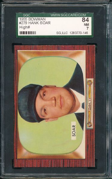 1955 Bowman #279 Hank Soar Umpire Hi #  SGC 84