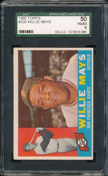 1960 Topps #200 Willie Mays SGC 50