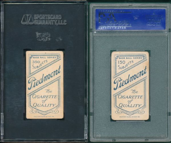 1909-1911 T206 Claude Ritchey Piedmont Cigarettes Both Dove Variations 2 Card Lot SGC & PSA