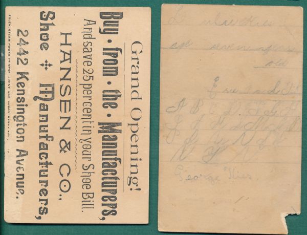 1887 Baseball Trade Cards 2 Card Lot 