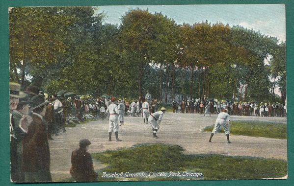 1909 Lincoln Park, Chicago, Baseball Grounds &  Baseball Theme Post Card 