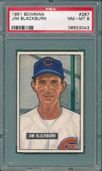 1951 Bowman #287 Jim Blackburn Hi# PSA 8
