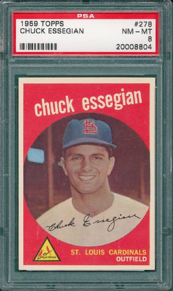 1959 Topps #278 Chuck Essegian PSA 8