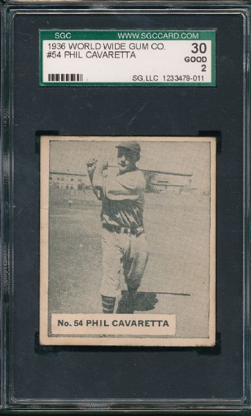 1936 World Wide Gum Co. #54 Phil Cavaretta SGC 30