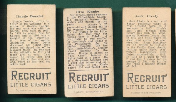 1912 T207 Recruit Cigarettes 3 Card Lot