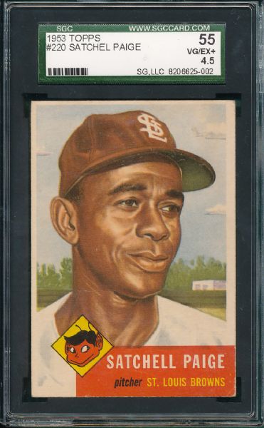 1953 Topps #220 Satchell Paige SGC 55