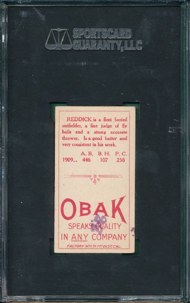 1911 T212 Obak Cigarettes Reddick SGC 40 (Pollard Collection) High End
