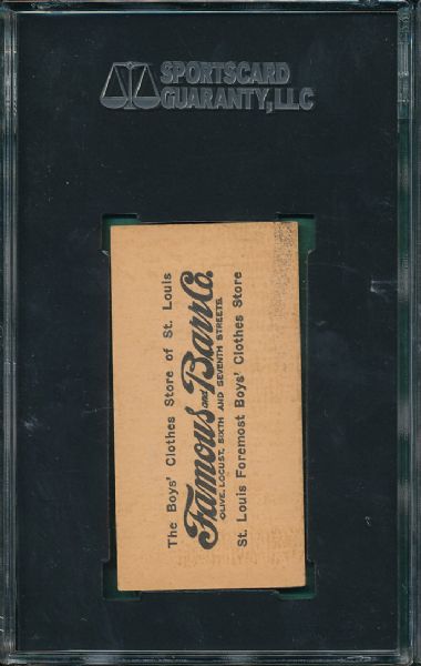 1916 Famous and Barr #41 Gavvy Cravath SGC 40 Wet Sheet Transfer