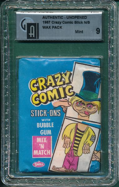 1967 Swell Crazy Comic Stick-Ons Wax Pack GAI 9