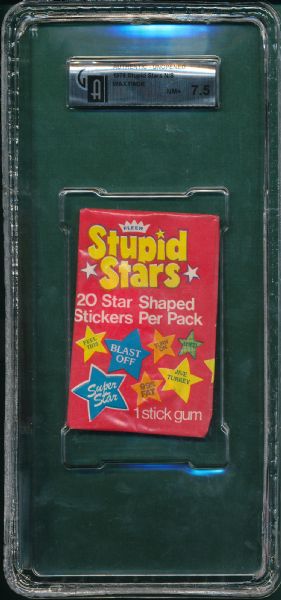 1976 Fleer Stupid Stars Unopened Wax Pack GAI 7.5