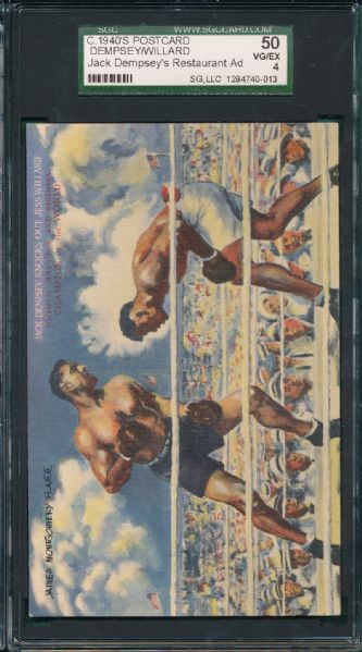 1940s Boxing Postcard Jack Dempsey SGC 50