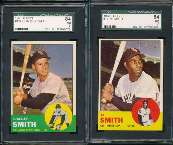 1963 Topps #16 Smith & #424 Smith, Chicago White Sox SGC 84