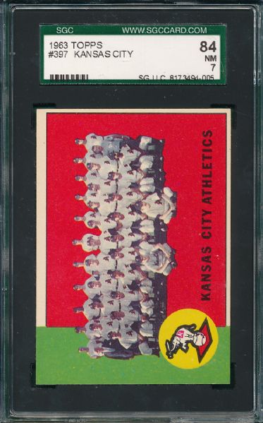 1963 Topps 3 Card Lot SGC 84