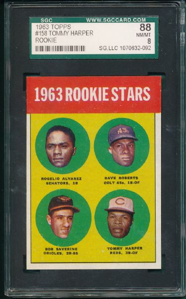 1963 Topps #158 Harper (Rookie) & #79 Checklist SGC 88