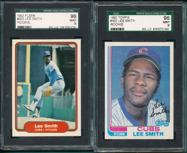 1982 Lee Smith Rookie 2 Card Lot SGC 96 MINT