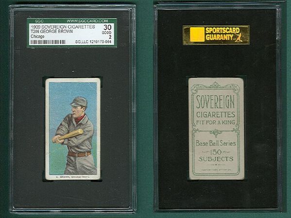 1909-1911 T206 Brown, George Sovereign Cigarettes SGC 30 *One of 4 Graded*