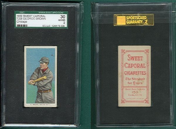 1909-1911 T206 Brown, George Chicago Sweet Caporal Cigarettes SGC 30